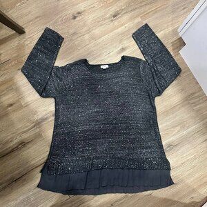 JACLYN SMITH Light Gray Sweater with Sequins and Transparent Hem Size 3X